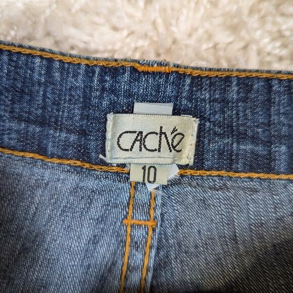 Vintage Cache Beaded Embroidered Embellished Medium/Dark Wash Jeans Size 10 - Picture 3 of 12